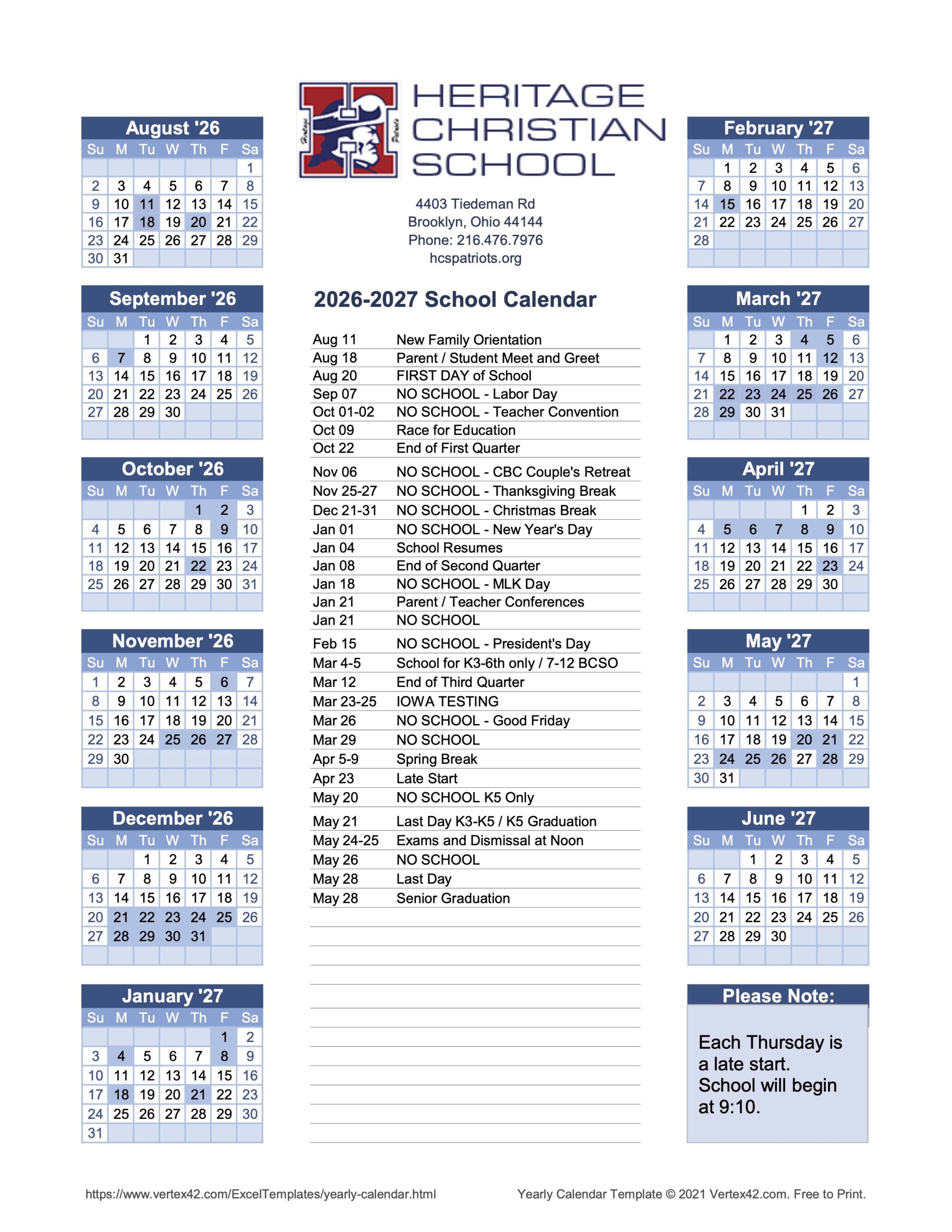 2026-2027 Calendar